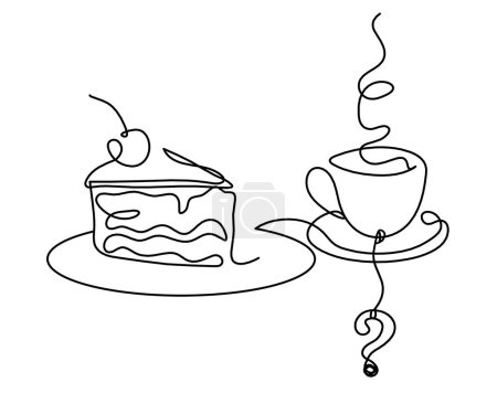 Ilustración de Paz abstracta de la torta y signo de interrogación como líneas continuas dibujando sobre fondo blanco - Imagen libre de derechos