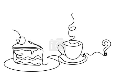 Ilustración de Paz abstracta de la torta y signo de interrogación como líneas continuas dibujando sobre fondo blanco - Imagen libre de derechos