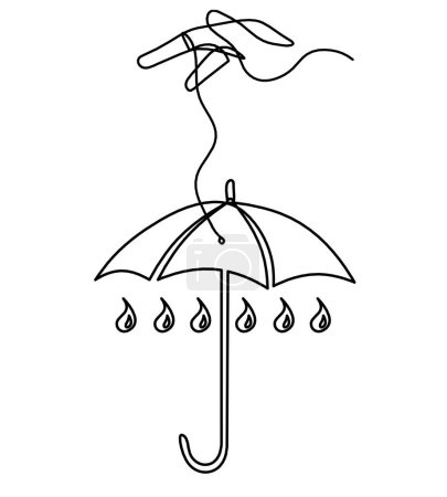 Illustration for Abstract umbrella with hand as line drawing on white background - Royalty Free Image