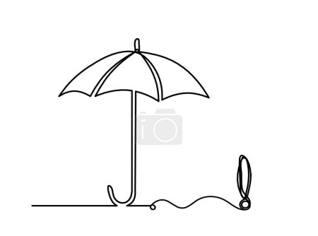 Illustration for Abstract umbrella with exclamation mark as line drawing on white background - Royalty Free Image