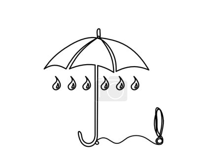 Téléchargez les illustrations : Parapluie abstrait avec point d'exclamation comme dessin sur fond blanc - en licence libre de droit