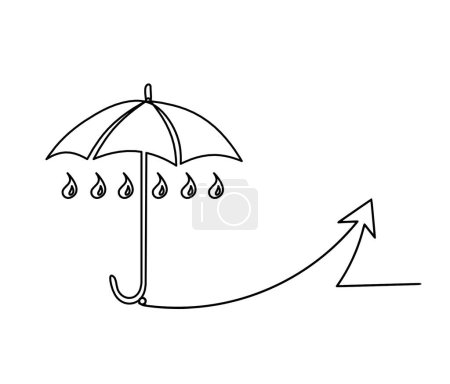 Illustration for Abstract umbrella with direction as line drawing on white background - Royalty Free Image