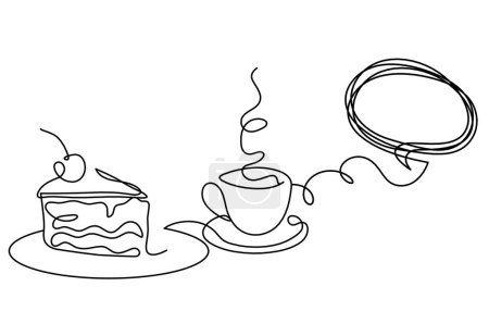 Illustration for Abstract peace of cake and comment as continuous lines drawing on white background - Royalty Free Image
