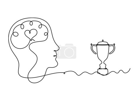 Illustration for Man silhouette trophy as line drawing on white background - Royalty Free Image