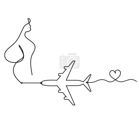 Ilustración de Cuerpo de silueta de mujer con plano como imagen de dibujo de línea en blanco - Imagen libre de derechos