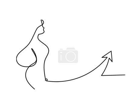 Illustration for Woman silhouette body with direction as line drawing picture on white - Royalty Free Image