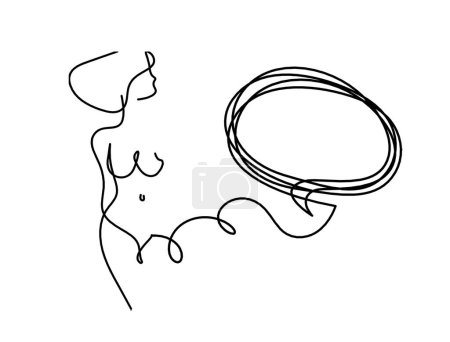 Illustration for Woman silhouette body with comment as line drawing picture on white - Royalty Free Image