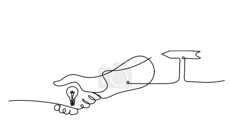Illustration for Abstract handshake and hand as line drawing on white background - Royalty Free Image