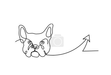 Téléchargez les illustrations : Silhouette de bulldog abstrait avec la direction comme dessin de ligne sur fond blanc - en licence libre de droit