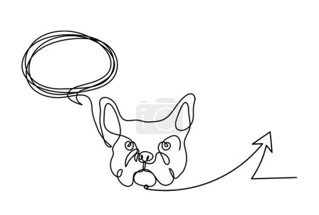 Illustration for Silhouette of abstract bulldog with direction as line drawing on white background - Royalty Free Image