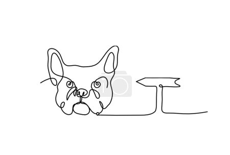 Téléchargez les illustrations : Silhouette de bulldog abstrait avec la direction comme dessin de ligne sur fond blanc - en licence libre de droit