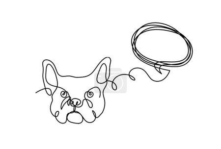Illustration for Silhouette of abstract bulldog with comment as line drawing on white background - Royalty Free Image