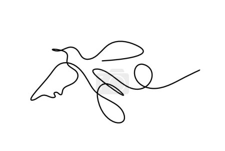 Ilustración de Silueta de pájaro volador abstracto en línea sobre fondo blanco - Imagen libre de derechos