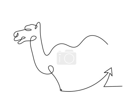 Téléchargez les illustrations : Silhouette de chameau abstrait avec la direction comme dessin de ligne sur blanc - en licence libre de droit