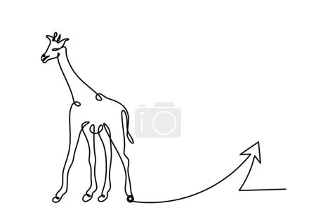 Téléchargez les illustrations : Silhouette de girafe abstraite avec la direction comme dessin de ligne sur blanc - en licence libre de droit