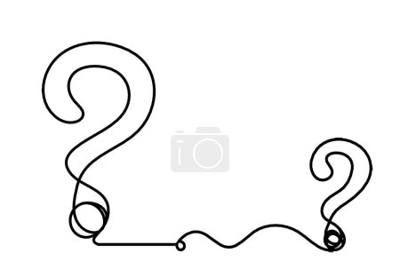 Illustration for Abstract question mark with question mark as continuous lines drawing on white background - Royalty Free Image