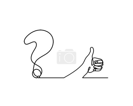 Illustration for Abstract question mark with hand as continuous lines drawing on white background - Royalty Free Image
