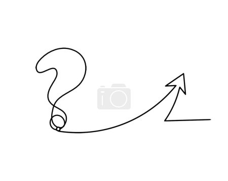 Illustration for Abstract question mark with direction as continuous lines drawing on white background - Royalty Free Image