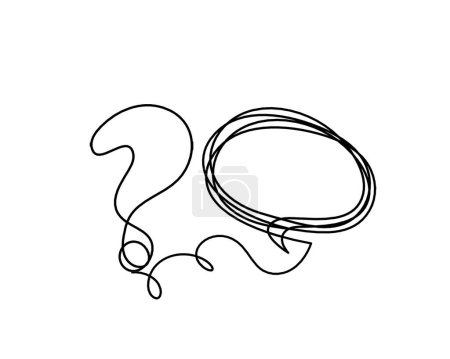 Illustration for Abstract question mark with comment as continuous lines drawing on white background - Royalty Free Image