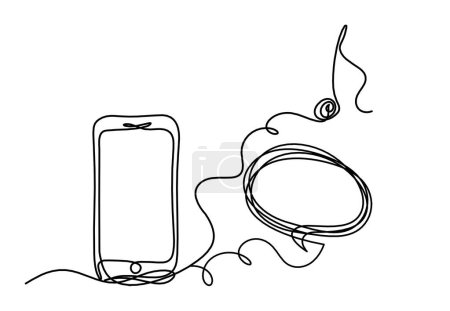 Illustration for Abstract mobile and comment as line drawing on white background - Royalty Free Image