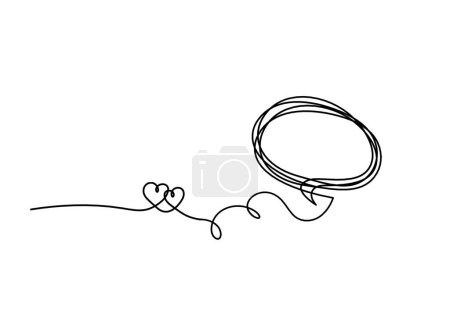 Illustration for Abstract hearts with comment as continuous line drawing on white background - Royalty Free Image