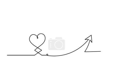 Illustration for Abstract hearts with direction as continuous line drawing on white background - Royalty Free Image
