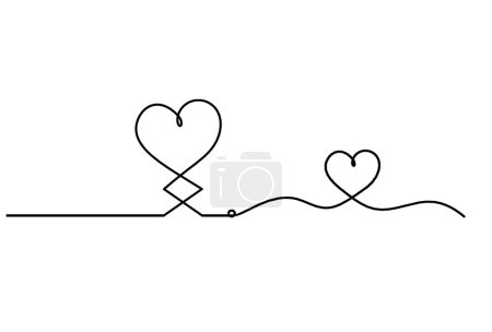 Illustration for Abstract hearts with heart as continuous line drawing on white background - Royalty Free Image