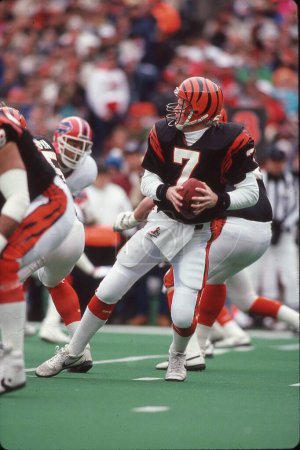 Photo for Boomer Esiason of the Cincinnati Bengals in NFL action during the 1980s. - Royalty Free Image