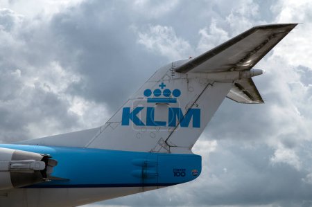 Photo for Backside Fokker Cityhopper From KLM At Schiphol Airport The Netherlands 26-5-2022 - Royalty Free Image