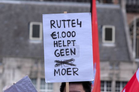 Photo for Billboard Rutte4 1000 Euro Helpt Geen Moer At Amsterdam The Netherlands 11-6-2022 - Royalty Free Image