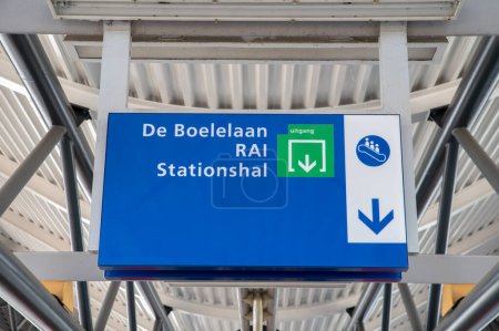 Photo for Direction Sign At The Rai Train Station At Amsterdam The Netherlands 14-5-2022 - Royalty Free Image