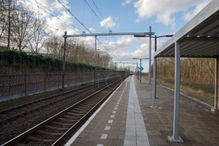 Photo for Empty Train Station At Diemen The Netherlands 23-2-2022 - Royalty Free Image
