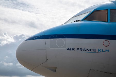 Photo for Front Part Fokker Cityhopper From KLM At Schiphol Airport The Netherlands 26-5-2022 - Royalty Free Image