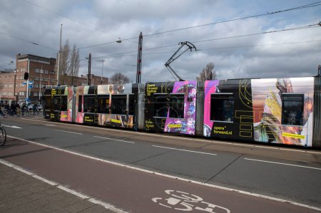 Photo for Opera Forward Festival Theme Tram At Amsterdam The Netherlands 12-3-2022 - Royalty Free Image