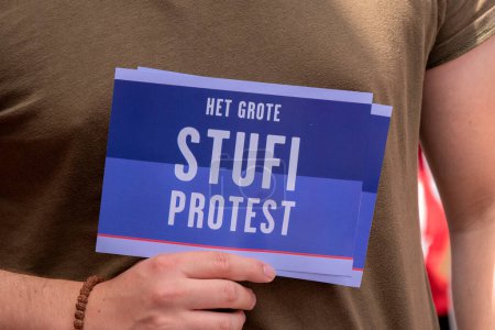 Photo for Pamphlet Het Grote Stufi Protest At Amsterdam The Netherlands 11-6-2022 - Royalty Free Image