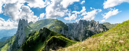 Beautiful Saxer Lucke pass in Appenzeller Alps in Switzerland during sunny summer day