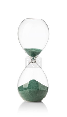 Photo for Hourglasses with green sand on white background - Royalty Free Image