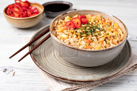 Photo for Instant noodles on a table - Royalty Free Image