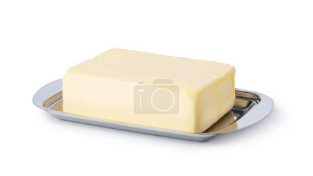 Foto de Mantequilla en plato de mantequilla de plata - Imagen libre de derechos