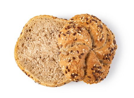 Téléchargez les photos : Délicieux petits pains frais aux graines de sésame, isolés sur fond blanc - en image libre de droit