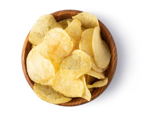 Téléchargez les photos : Chips de pommes de terre sur fond blanc - en image libre de droit