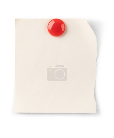 Foto de Hoja de papel vacía e imán aislados sobre fondo blanco. - Imagen libre de derechos