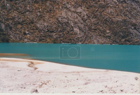 Photo for The Llanganuco Lakes Huaraz Ancash Peru with a beautiful emerald water color in the mountains - Royalty Free Image