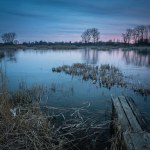 March view of the lake after sunset, Stankow, Poland