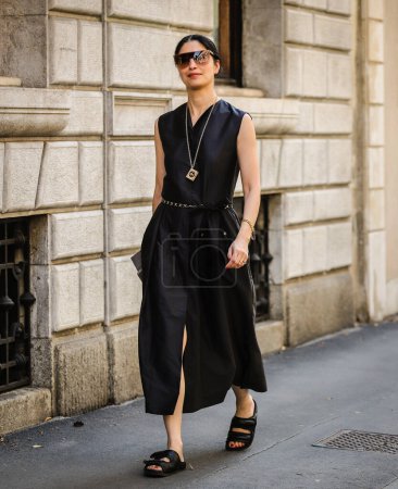 Photo for MILAN, Italy- June 20 2022: Caroline Issa on the street in Milan. - Royalty Free Image