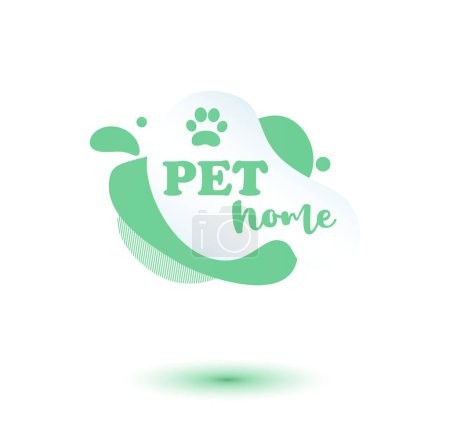 Foto de Etiqueta amigable para mascotas. Etiqueta verde y emblema stikers con gotas de pata para web y etiqueta de impresión. Etiqueta para mascotas y cuidado. Ilustración vectorial para su diseño - Imagen libre de derechos
