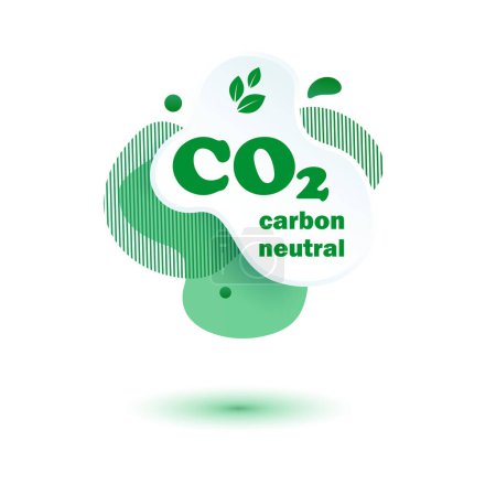 Illustration for Neutral carbon CO2 stamp. Stiker neutral carbon dioxyde footprint . - Royalty Free Image