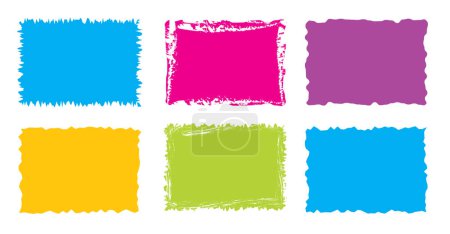 Ilustración de Rectángulo irregular. Color brillante formas simples. Plantilla de papel rectángulo dentada y áspera - Imagen libre de derechos