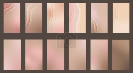 Nude gradient. Pastel nude background set, modern gradient vector design. Trendy screen
