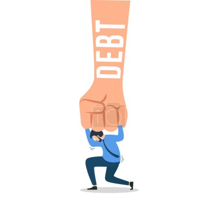 Illustration for Financial crisis and debt concept. Young people are under pressure from a large debt burden - Royalty Free Image